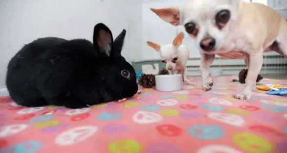 Office bunny with Chihuahua companion