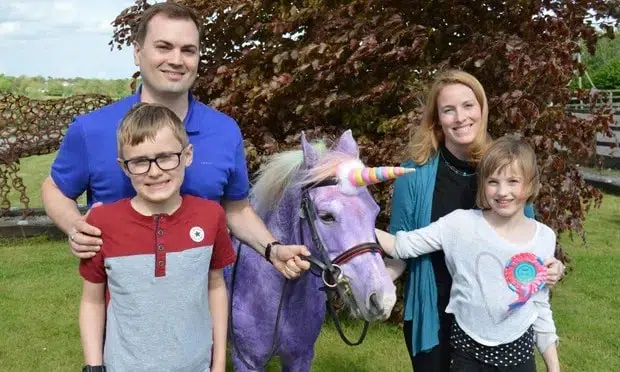 A dream come true for posh pets… Brielle (right) with her unicorn pony.