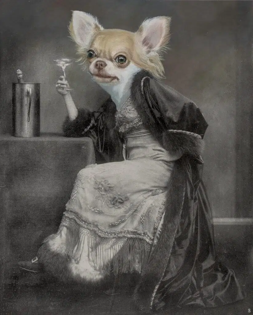 Chihuahuas Photobomb Vintage Portrait