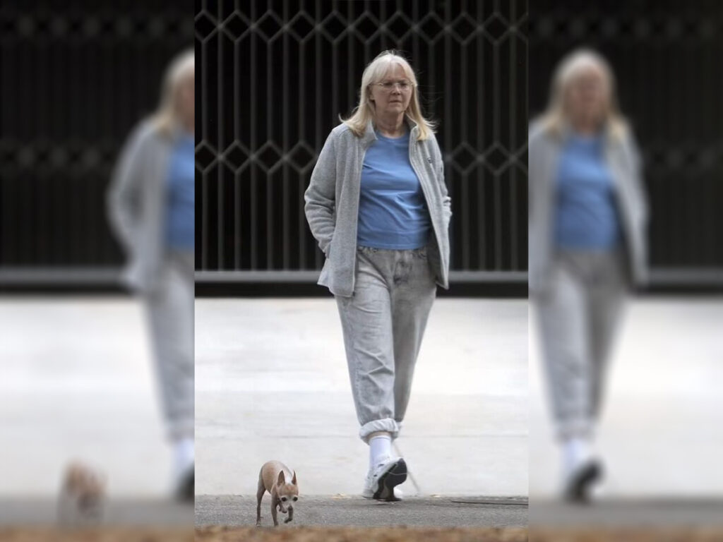 Shelley Long, 72, walking her Chihuahua