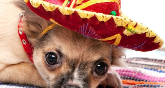 The history of the Chihuahua dog, illustrated by a pup wearing a Mexican hat