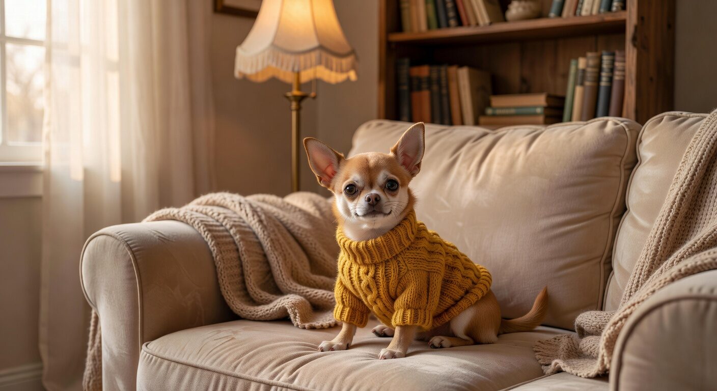 Chihuahua wearing warm sweater