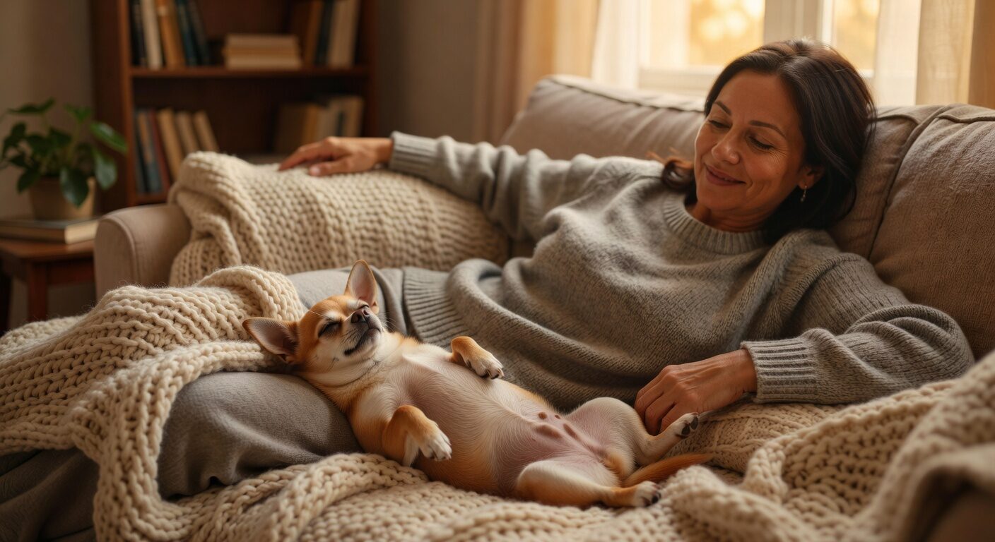 Chihuahua sleeping belly up showing trust