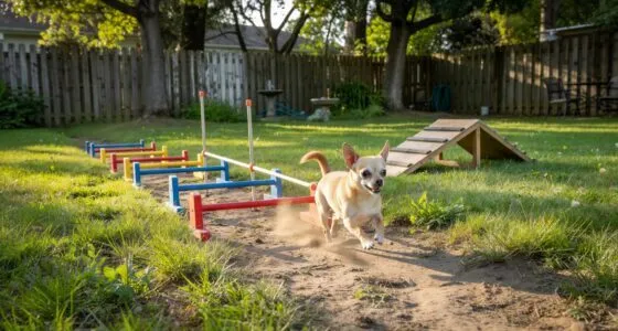 Chihuahua running mini agility course