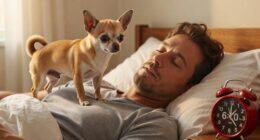 Chihuahua waking up owner by staring