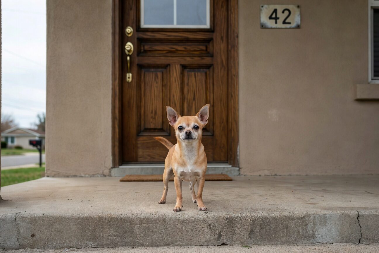Alert chihuahua guarding territory