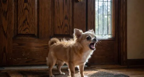 Chihuahua barking at front door