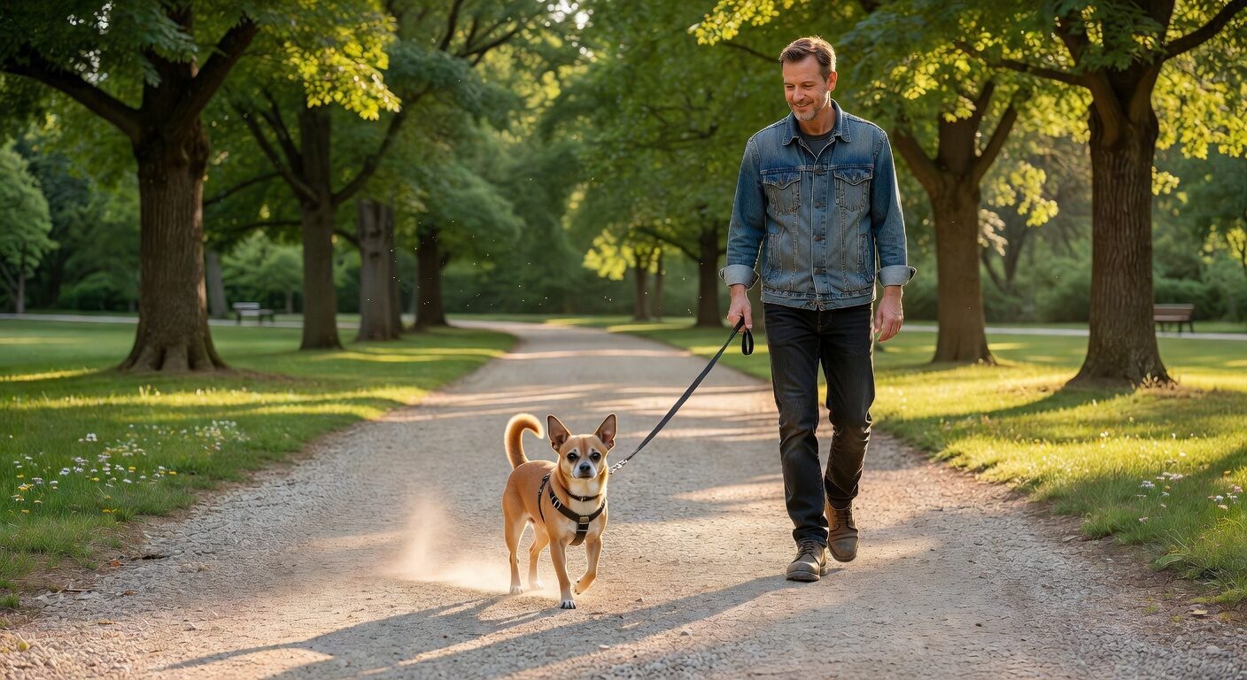 Calm confident chihuahua on walk