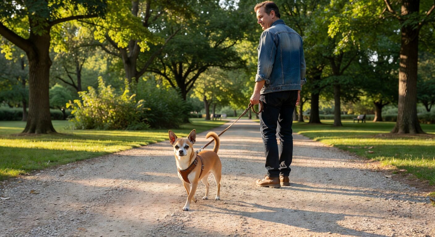 Calm chihuahua walking