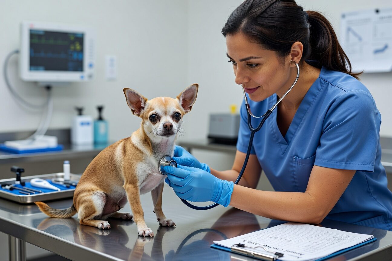 Chihuahua at annual vet checkup