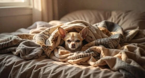 Chihuahua burrowed under blankets refusing to get up