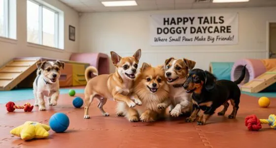 Chihuahua at doggie daycare with small dogs