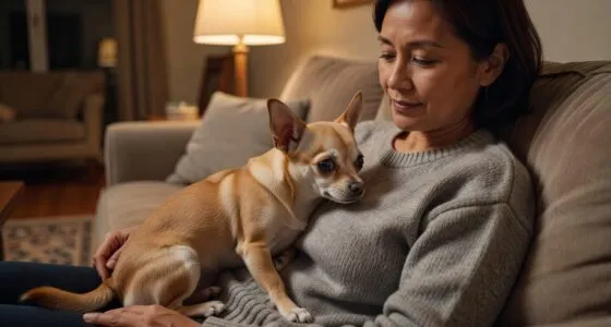 Chihuahua sniffing owner detecting cancer before diagnosis