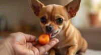 Chihuahua eating carrot