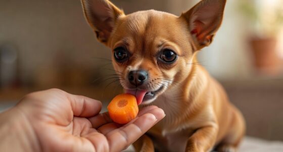 Chihuahua eating safe carrot treat