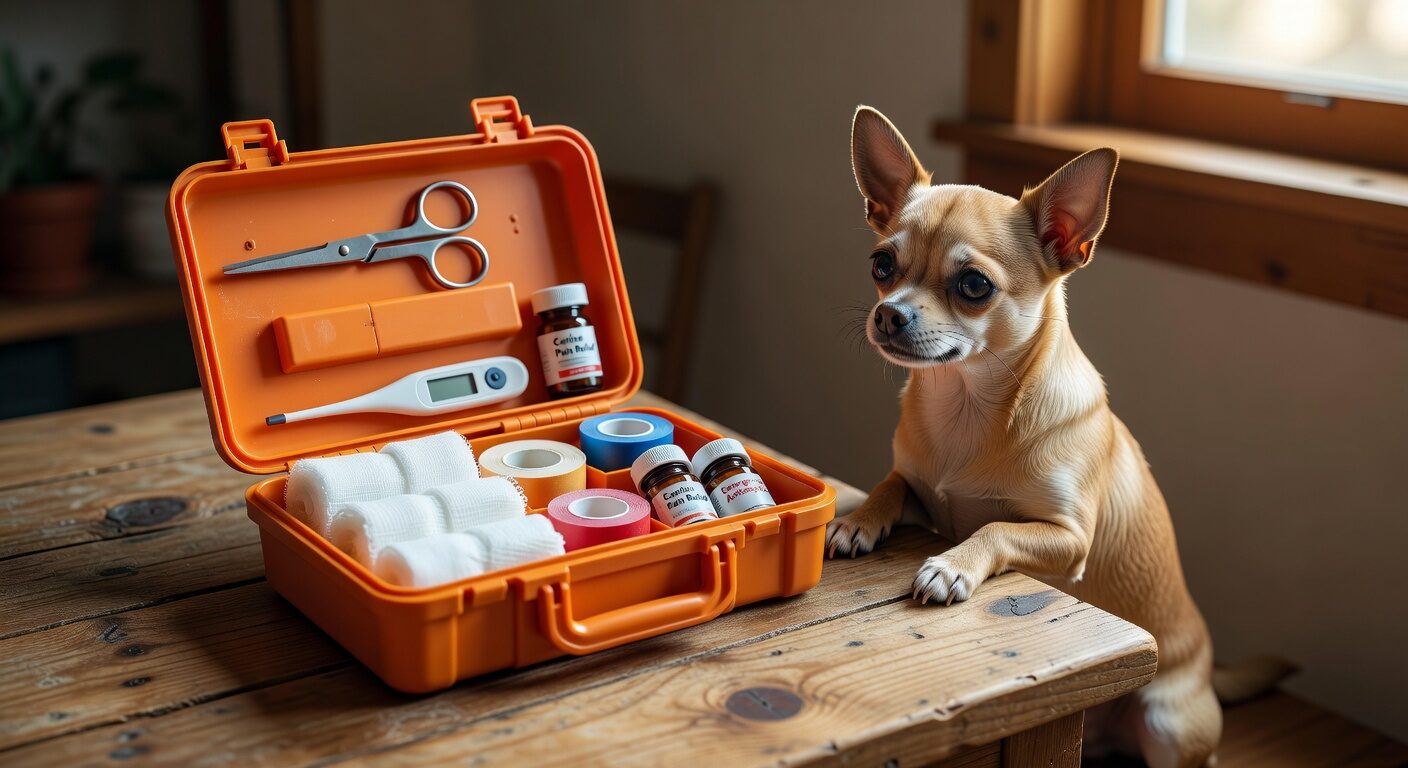 Pet first aid kit with chihuahua