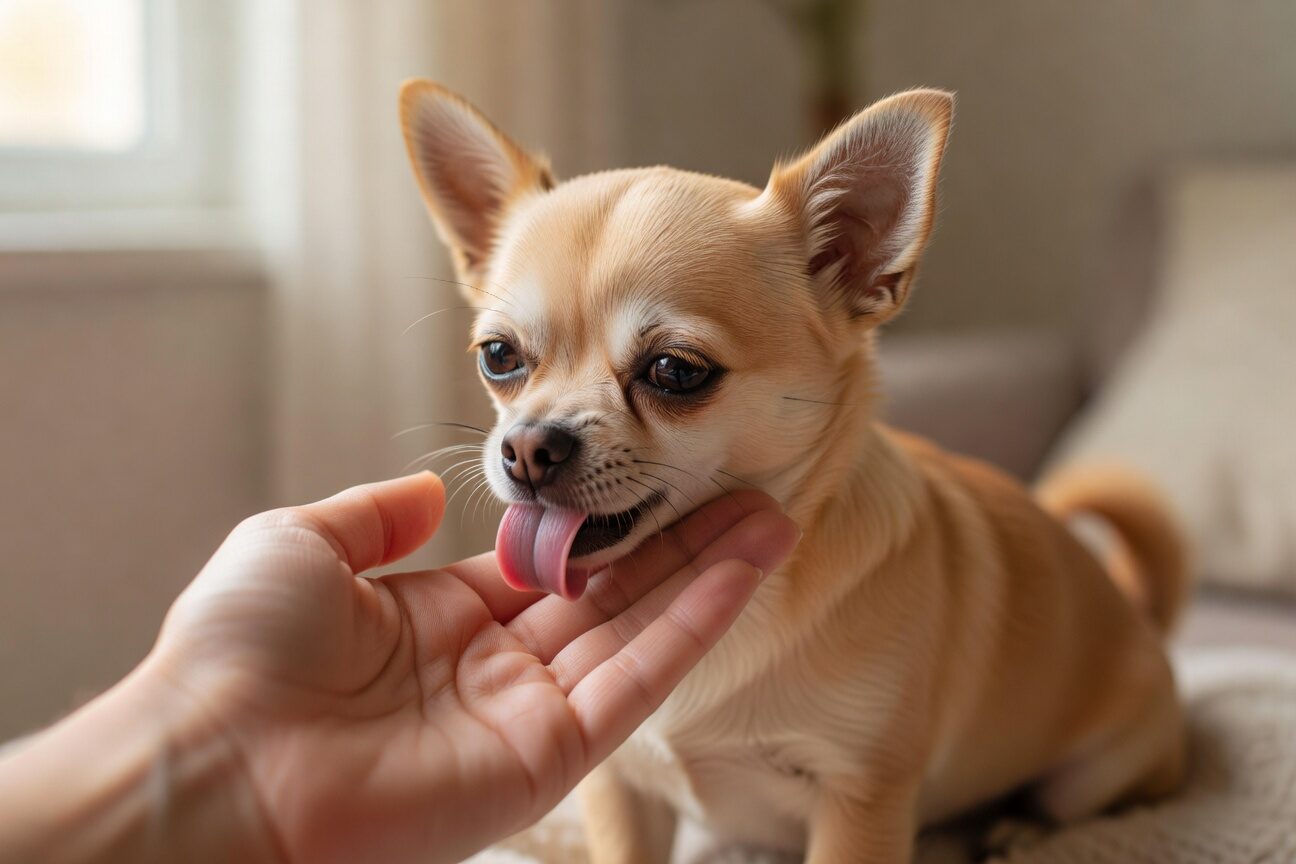 Chihuahua showing gentle trusting behavior
