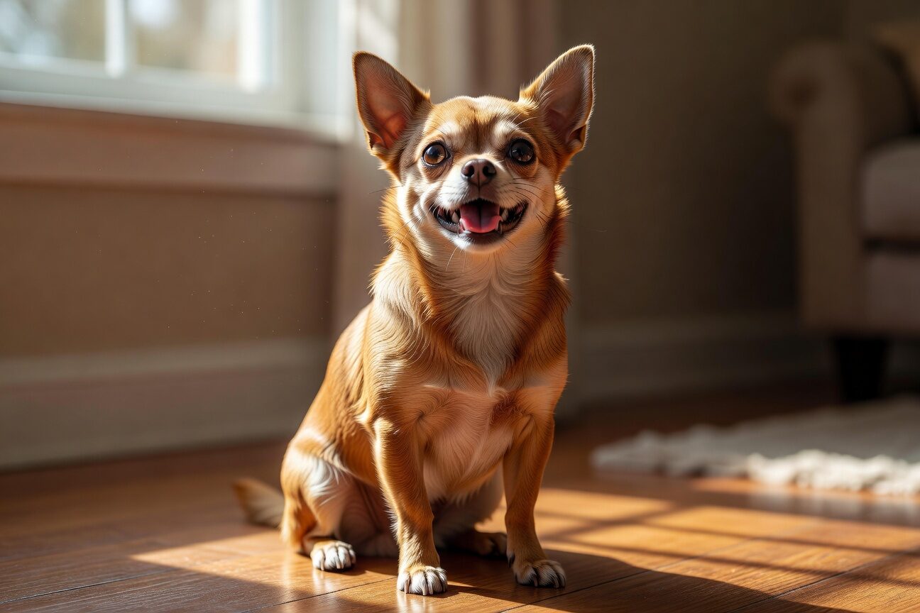 Chihuahua with shiny healthy coat from natural diet
