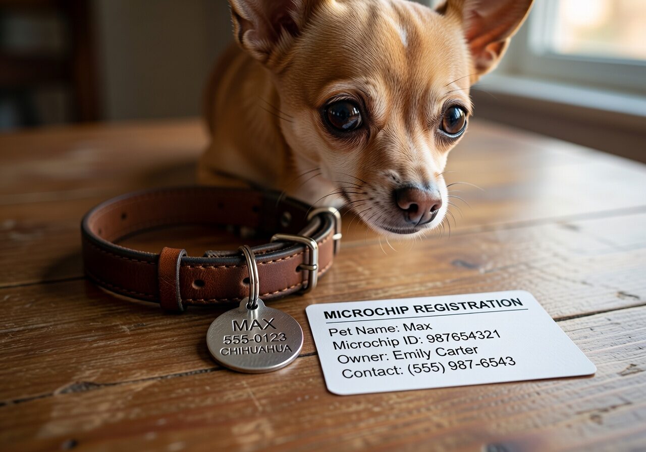 Chihuahua ID tag and microchip registration