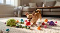 Chihuahua playing indoors