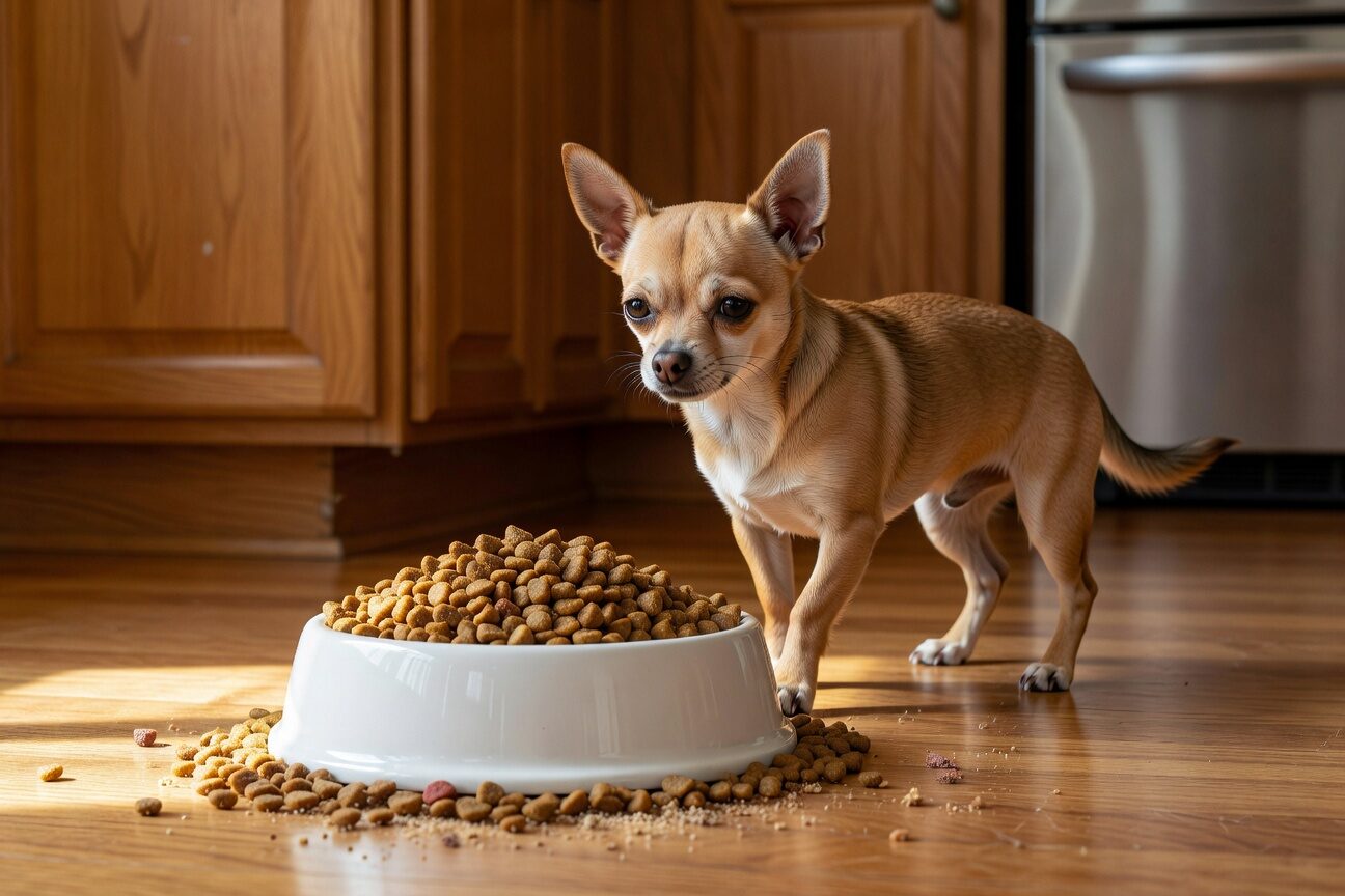 Chihuahua refusing to eat from full bowl