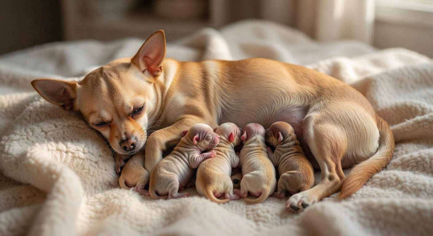 Newborn chihuahua puppies nursing Newborn chihuahua puppies nursing