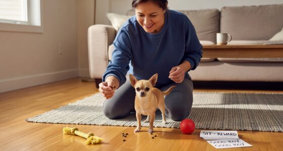 Owner training together with chihuahua