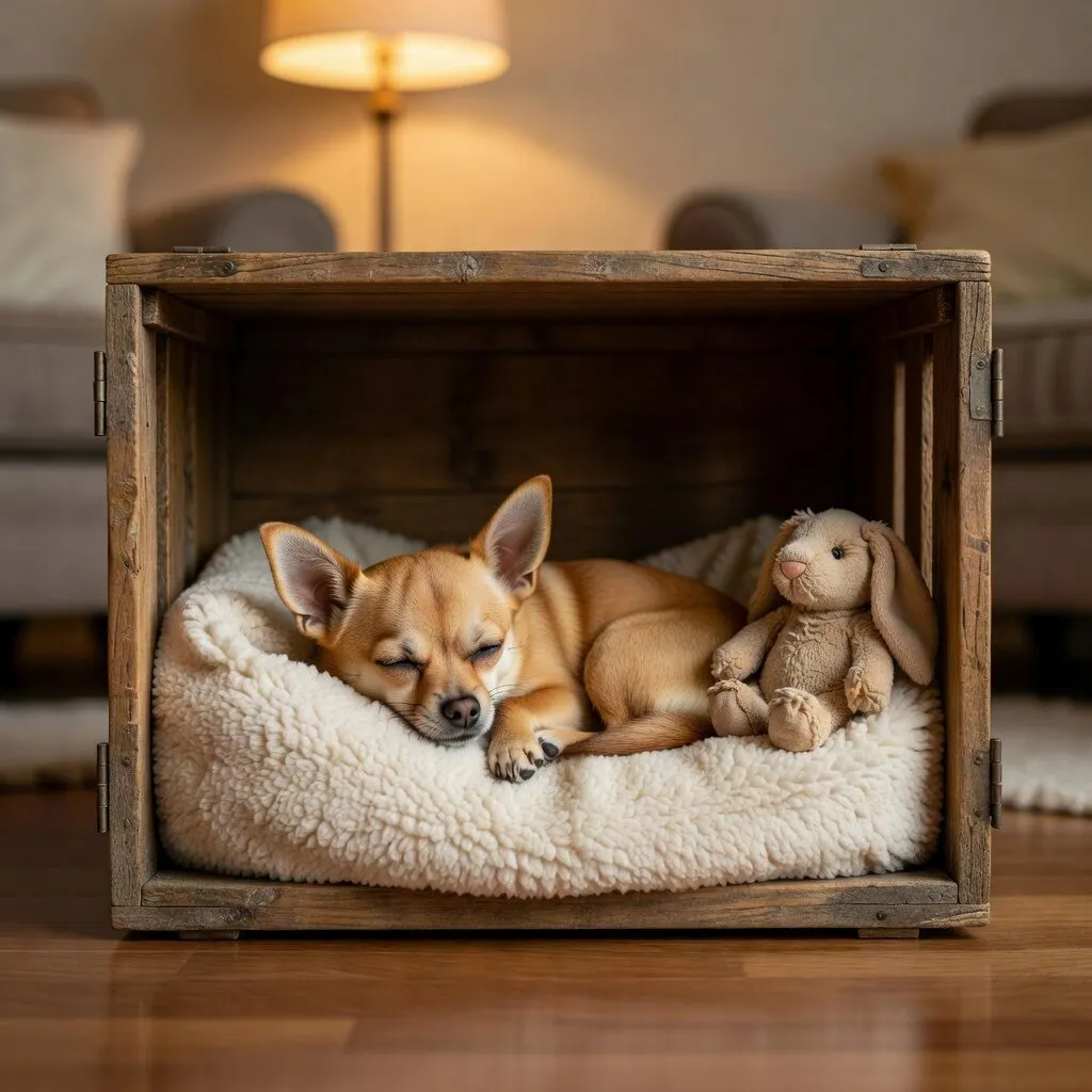 Chihuahua relaxing in a cozy safe space with blanket