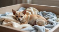 Pregnant chihuahua in whelping box