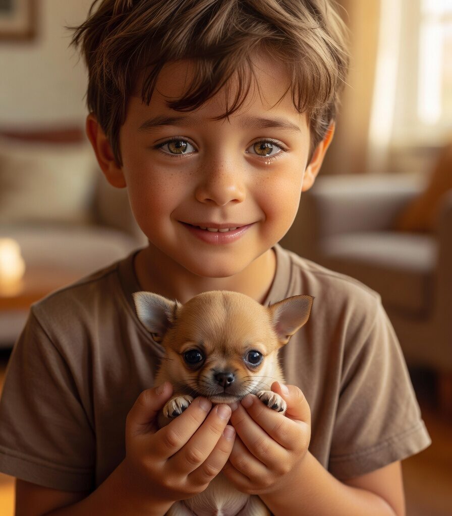 Holding chihuahua puppy