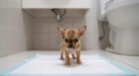 Chihuahua puppy on pee pad during housebreaking