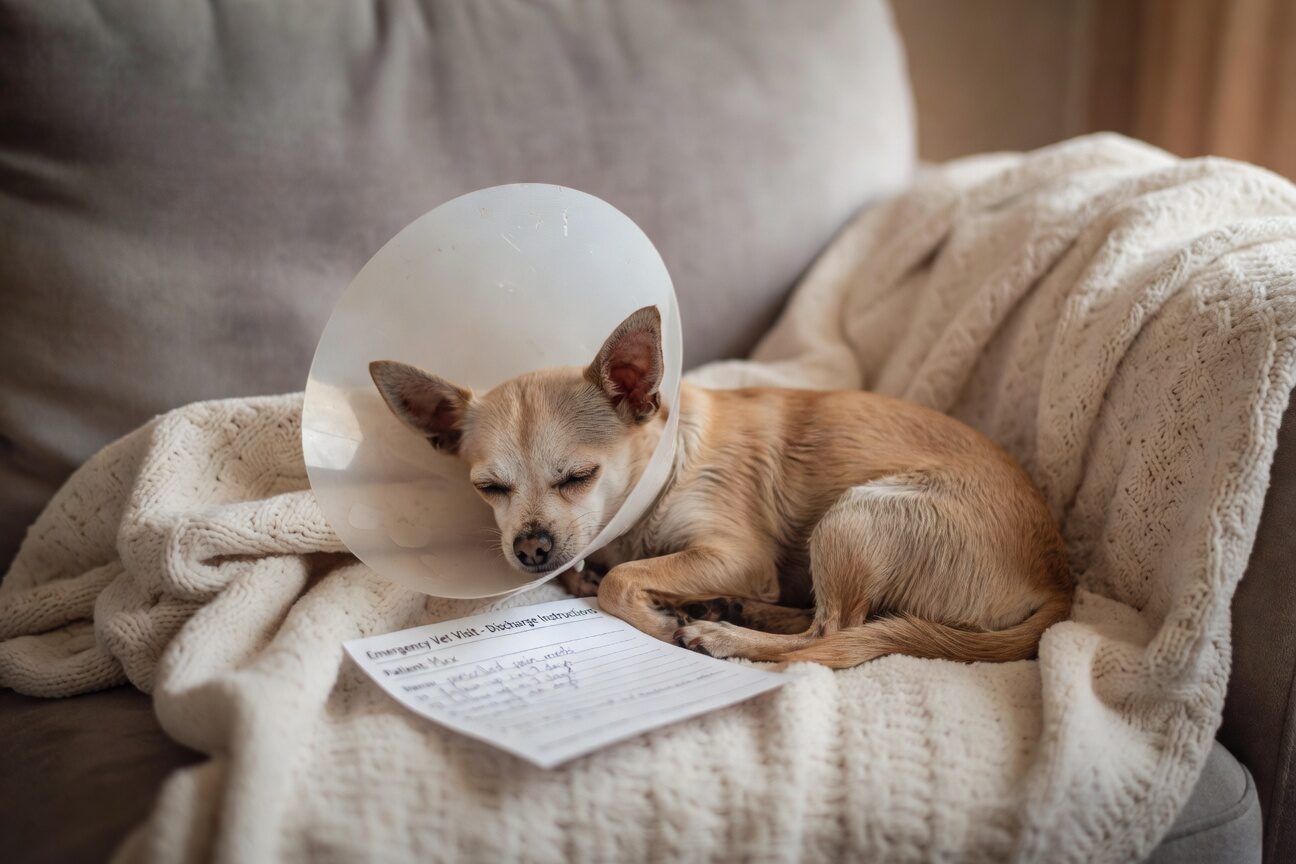 Chihuahua recovering after emergency vet visit