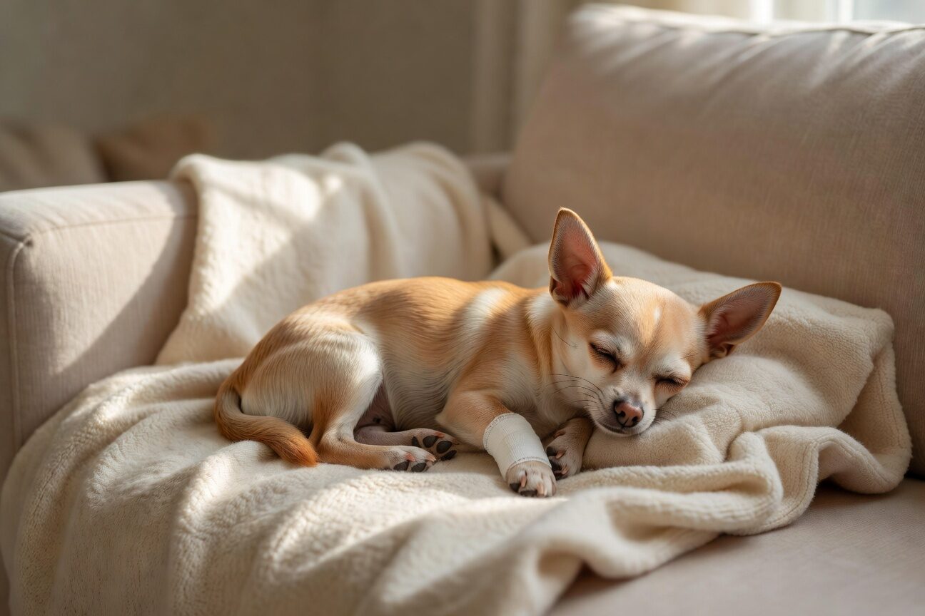 Chihuahua recovering after emergency vet visit