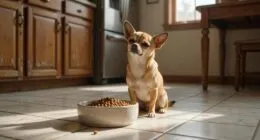Chihuahua turning away from food bowl as a fussy eater