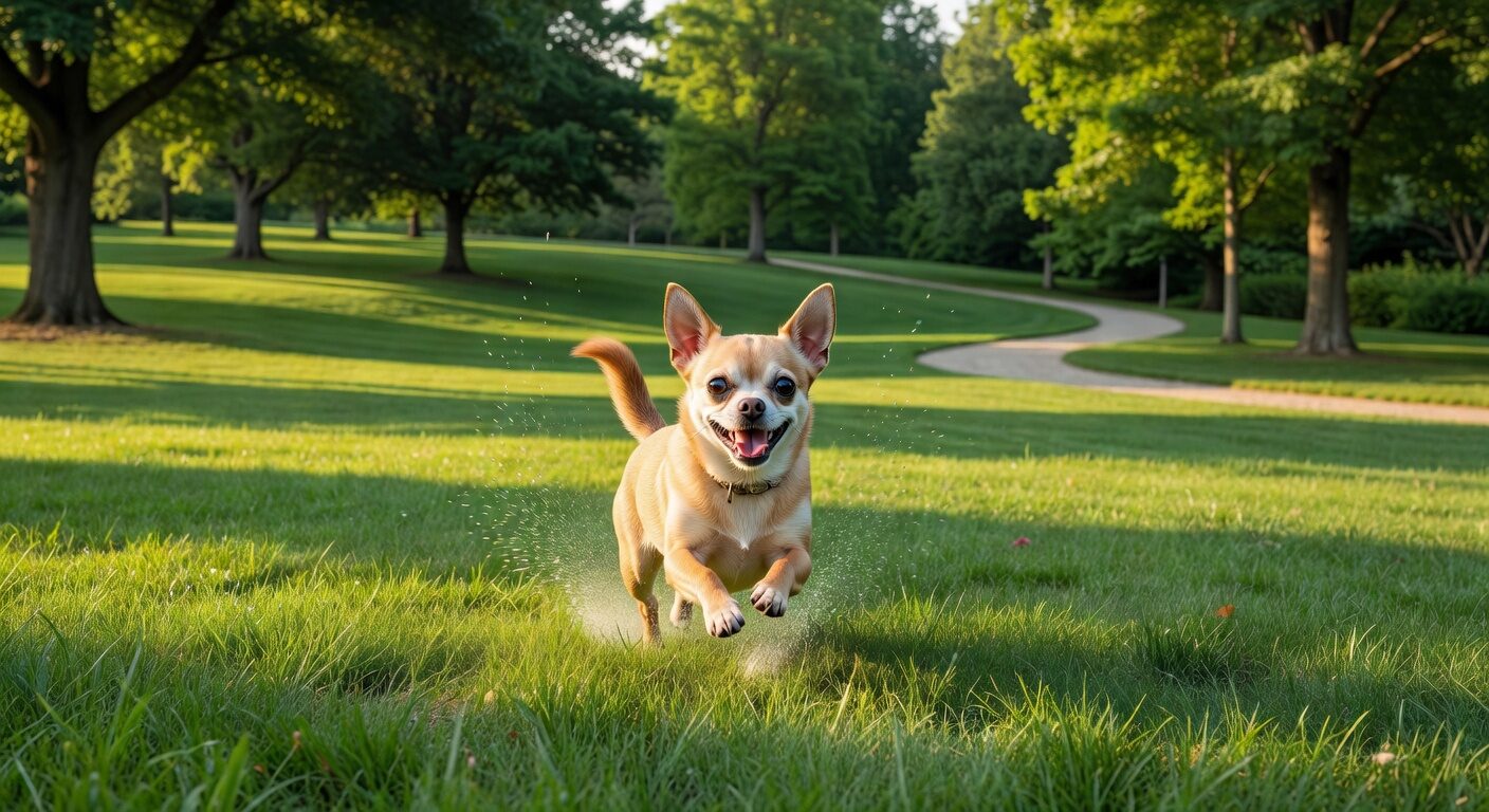 Chihuahua running in park