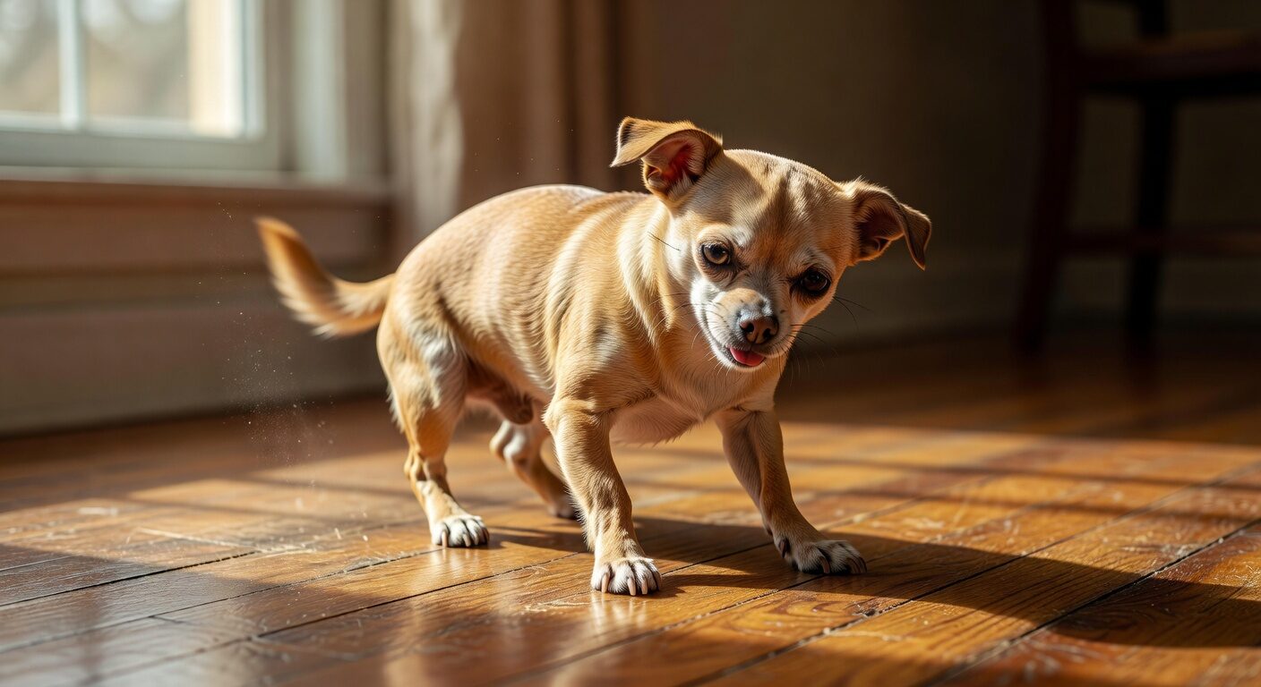 Chihuahua scratching from flea irritation