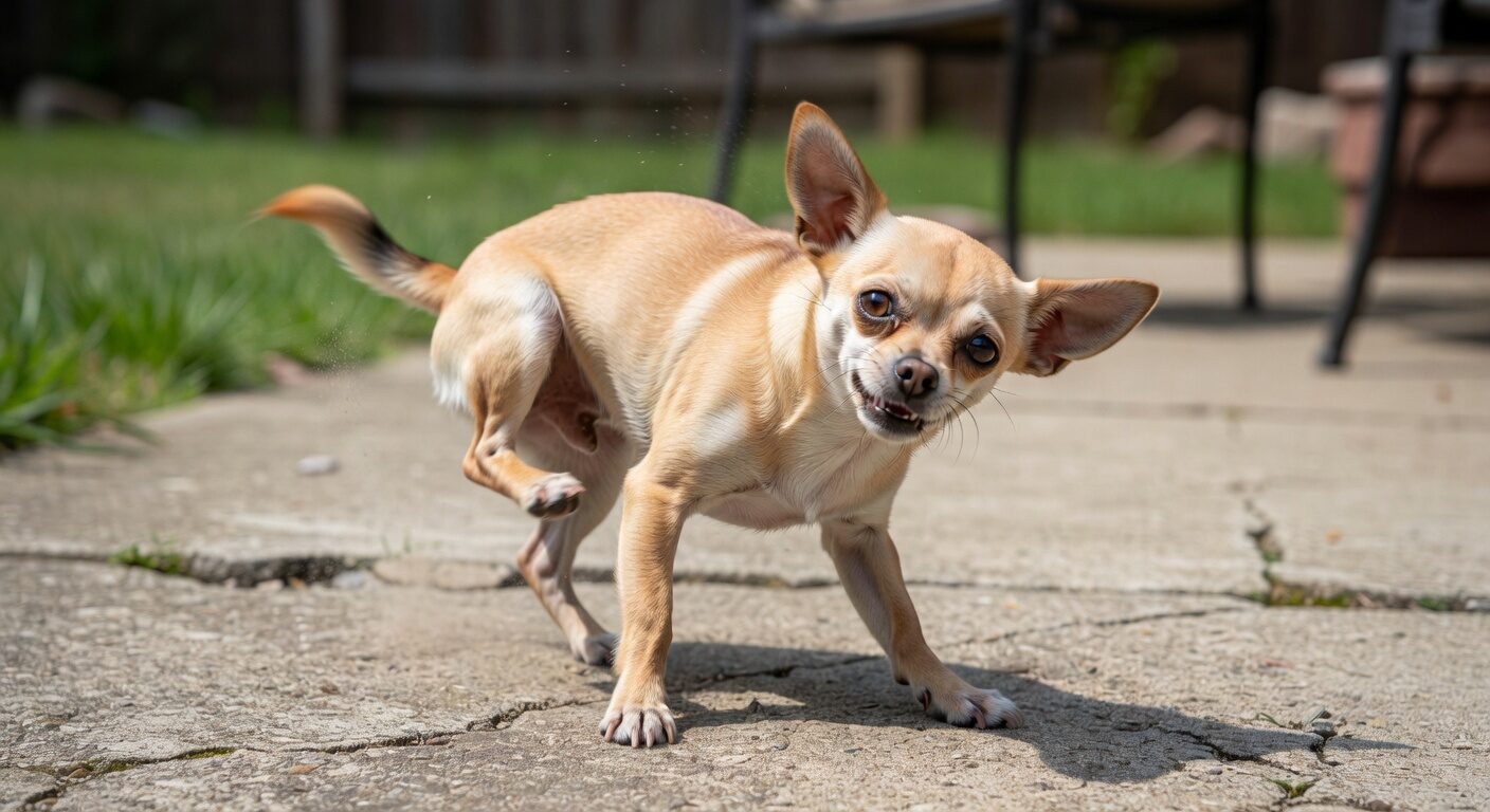 Chihuahua scratching dry skin