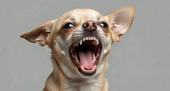 Chihuahua with mouth wide open making funny sounds