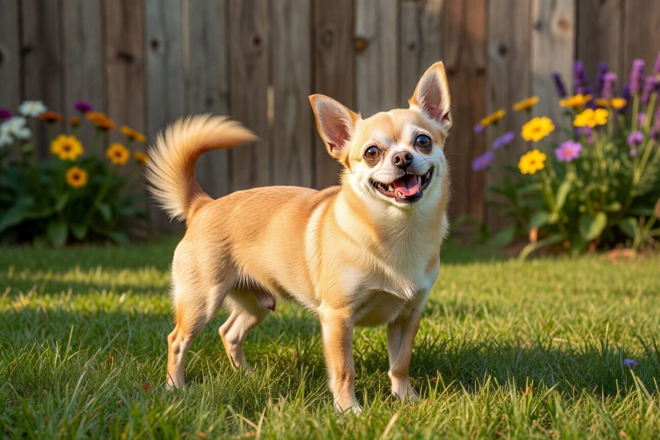 Chihuahua wagging tail excitedly