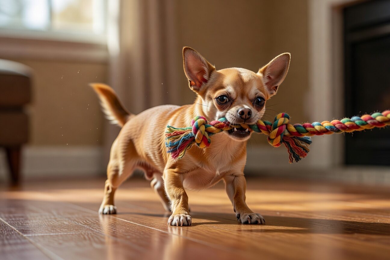 Chihuahua tug of war