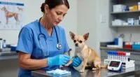Chihuahua Diabetes - Vet testing chihuahua blood for diabetes