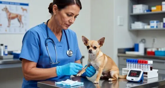 Vet testing chihuahua blood for diabetes