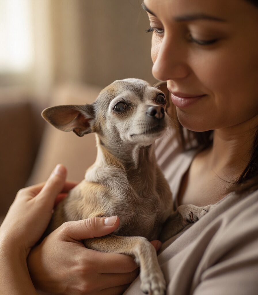 Owner Holding Old Chihuahua Love