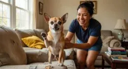 Chihuahua dramatically faking a limp