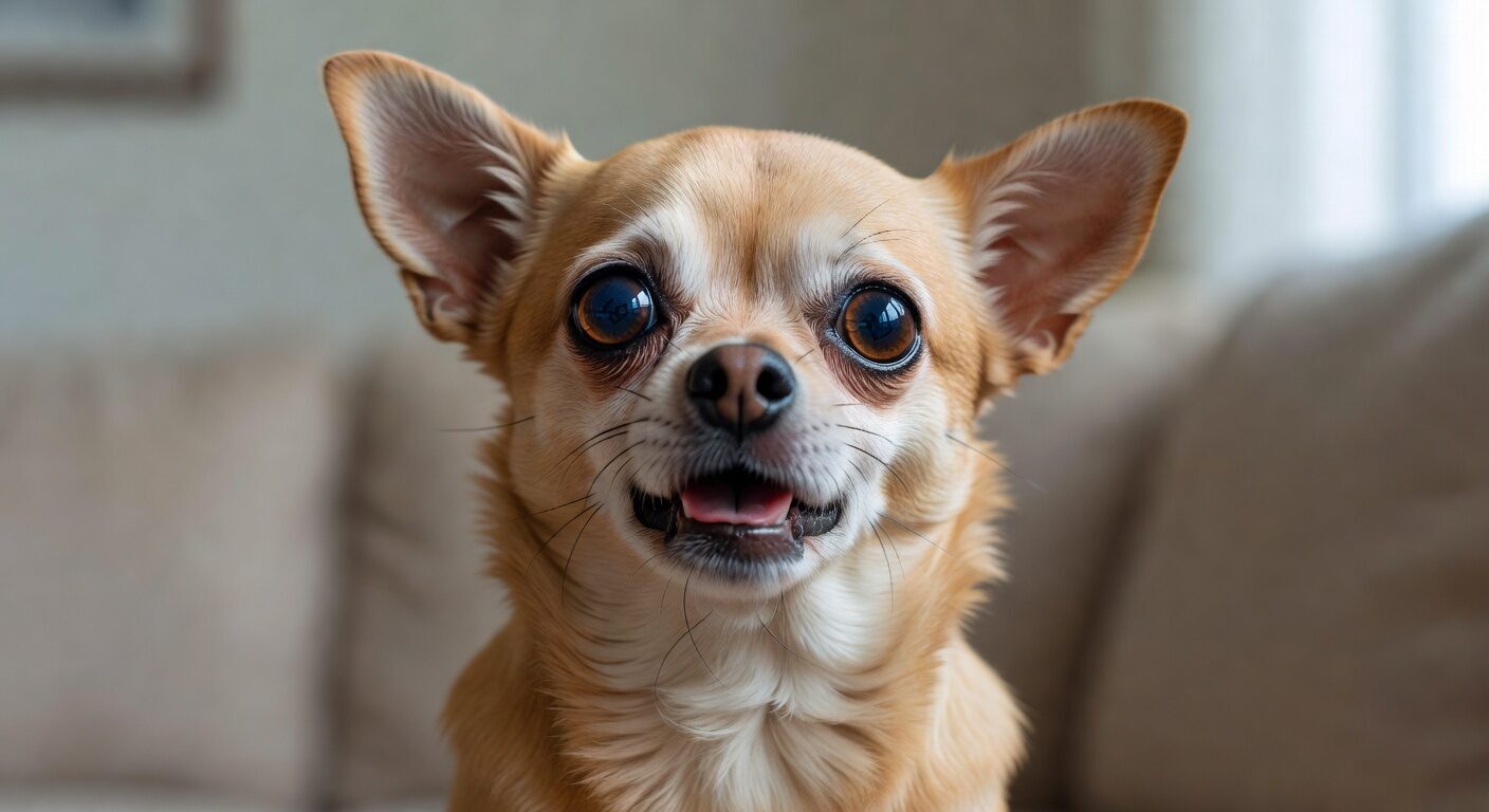 Chihuahua giving exaggerated pathetic eyes Chihuahua giving exaggerated pathetic eyes