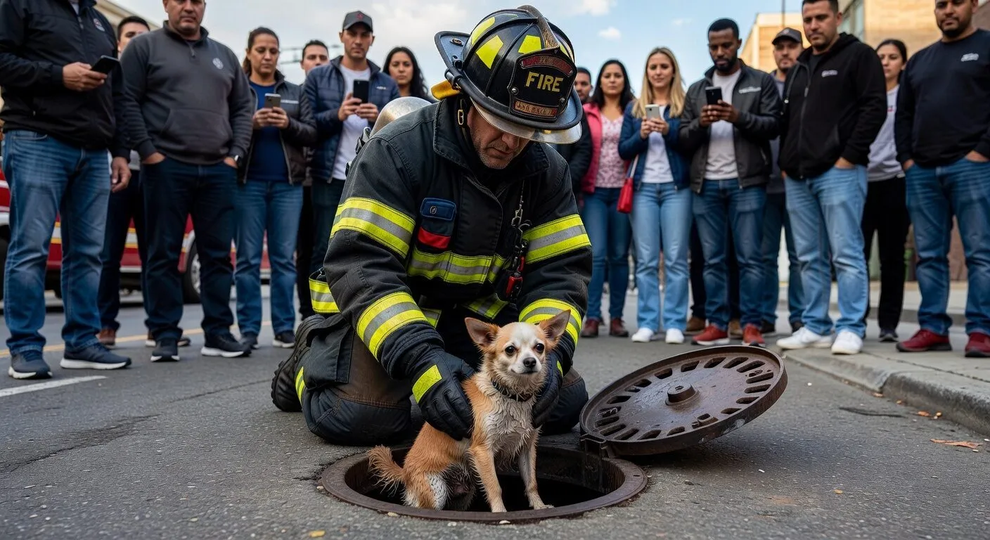 Story Firefighter Rescuing Tiny Dog Drain