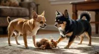 Two chihuahuas showing resource guarding behavior