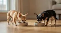 Two Chihuahuas Separate Feeding